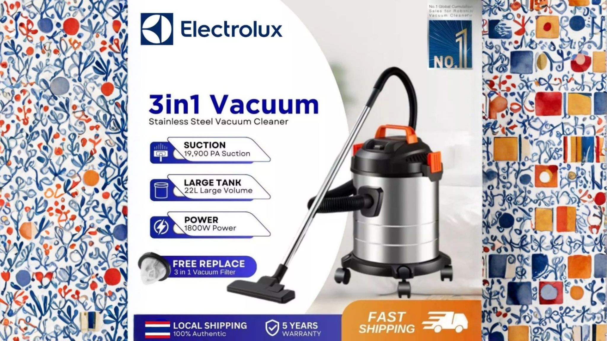 จบทุกงานทำความสะอาด! เครื่องดูดฝุ่นอุตสาหกรรม 2000W (20L) ดูดน้ำ-ดูดฝุ่น-เป่าลม ถังสแตนเลส ประกัน 5 ปี